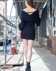 Hope Horizon Black Wrap Knit dress