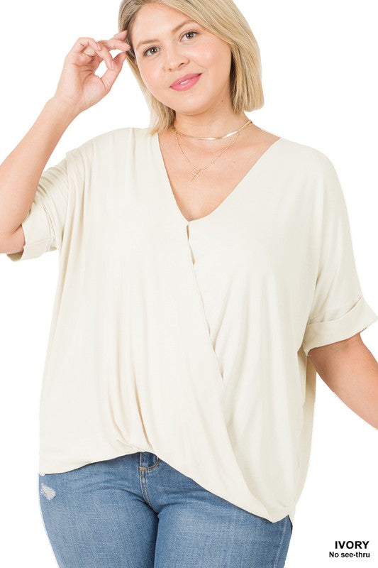 Zenana Plus Rayon Spandex Crepe Layered Top