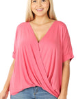 Zenana Plus Rayon Spandex Crepe Layered Top - Online Only