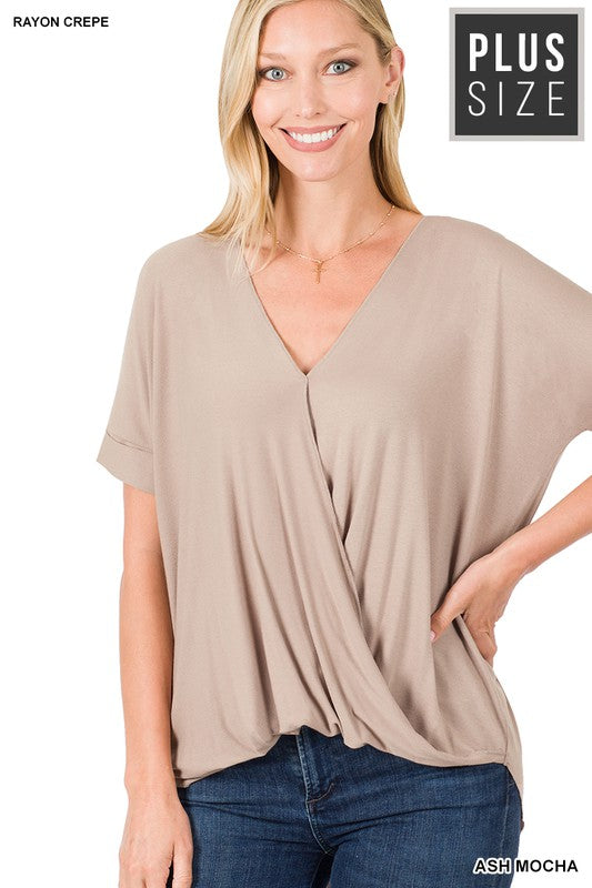 Zenana Plus Rayon Spandex Crepe Layered Top