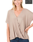 Zenana Plus Rayon Spandex Crepe Layered Top - Online Only