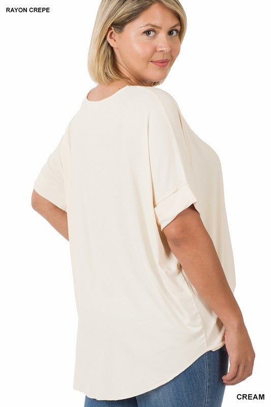 Zenana Plus Rayon Spandex Crepe Layered Top - Online Only