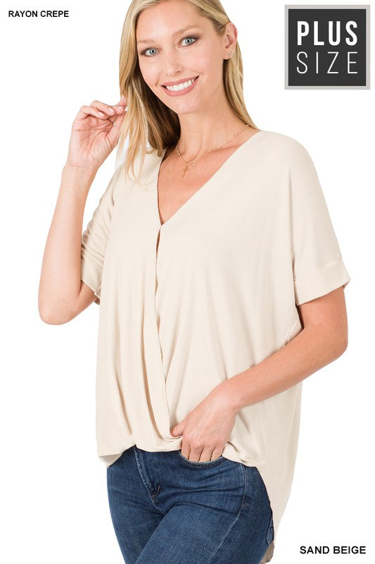 Zenana Plus Rayon Spandex Crepe Layered Top