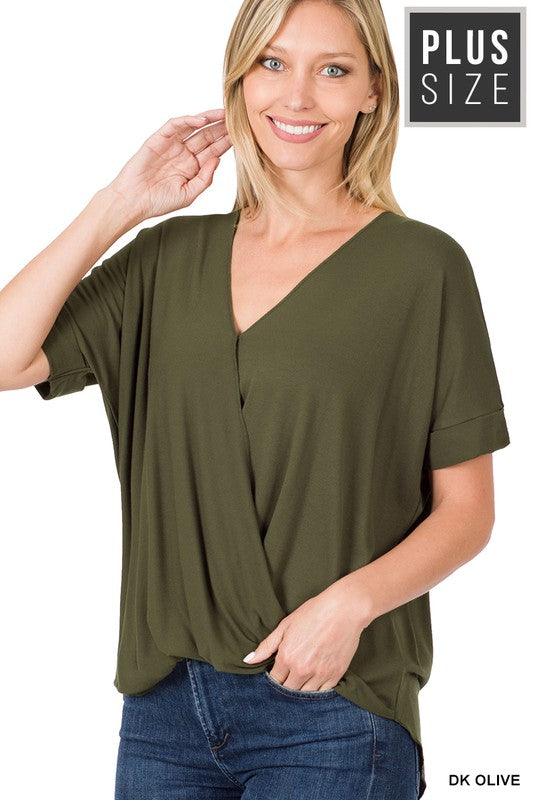 Zenana Plus Rayon Spandex Crepe Layered Top - Online Only