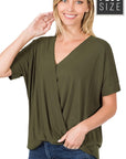 Zenana Plus Rayon Spandex Crepe Layered Top - Online Only