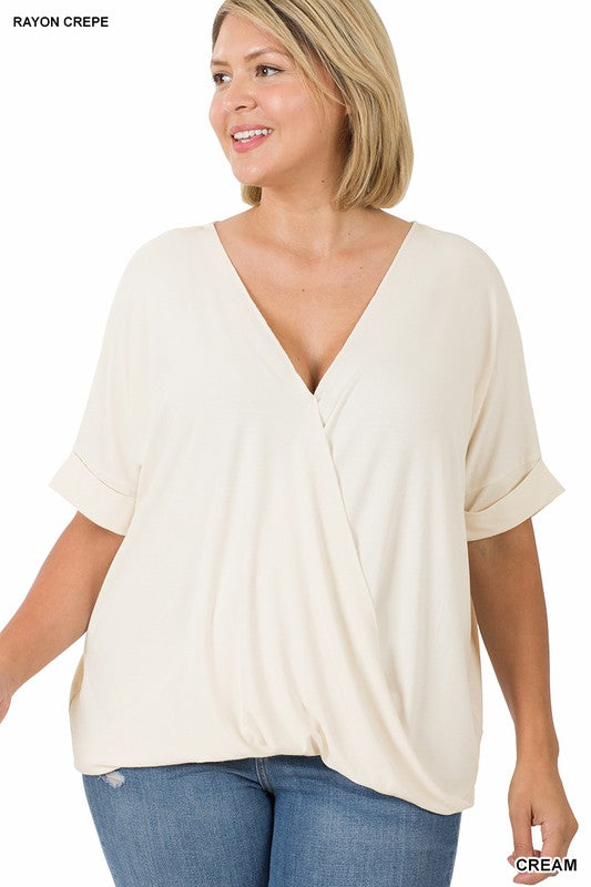 Zenana Plus Rayon Spandex Crepe Layered Top