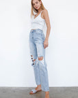 Denim Lab USA High Waist Ripped Loose Fit Jeans