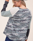 e Luna PLUS Camouflage Color Block Top