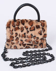 Leopard Print Top Handle Crossbody Bag