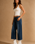 GJG Denim Sunday Low-Rise Wide-Leg Crop Jeans — Monterey Wash