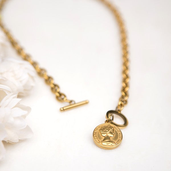 Coin Accent Chain Necklace - Online Only