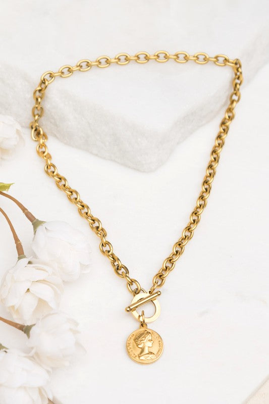 Coin Accent Chain Necklace - Online Only