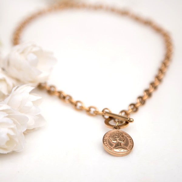 Coin Accent Chain Necklace - Online Only