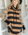 PLUS Jade By Jane Multi Colored Stripe Cowl Neck Tunic