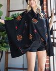 Jade by Jane Aztec Print Cowl Neck Oversized Poncho