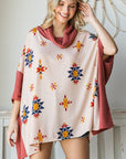 Jade by Jane Aztec Print Cowl Neck Oversized Poncho