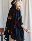 Jade by Jane Aztec Print Cowl Neck Oversized Poncho