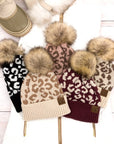 Leopard Fur Pom Beanie