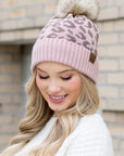 Leopard Fur Pom Beanie