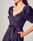 Do + Be Collection Black Wrap Front Side Tie Romper