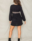 Knit Bishop Sleeve Mini Dress