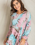 PLUS Swirl Tie Dye Bishop Sleeve Tunic