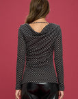 Renee C. Polka Dot Cowl Neck Top