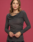 Renee C. Polka Dot Cowl Neck Top