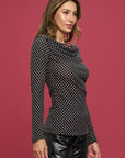 Renee C. Polka Dot Cowl Neck Top