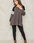 Plus Color Block Sleeve A Line Tunic