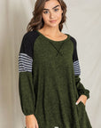 Plus Color Block Sleeve A Line Tunic