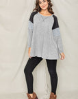 Plus Color Block Sleeve A Line Tunic