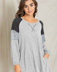 Plus Color Block Sleeve A Line Tunic