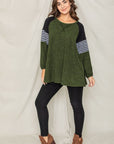 Plus Color Block Sleeve A Line Tunic