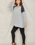 Plus Color Block Sleeve A Line Tunic