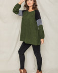 Plus Color Block Sleeve A Line Tunic