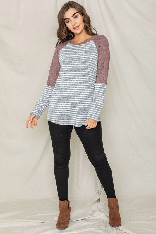 Stripe Solid Color Block Tunic