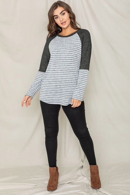 Stripe Solid Color Block Tunic