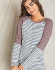 Stripe Solid Color Block Tunic