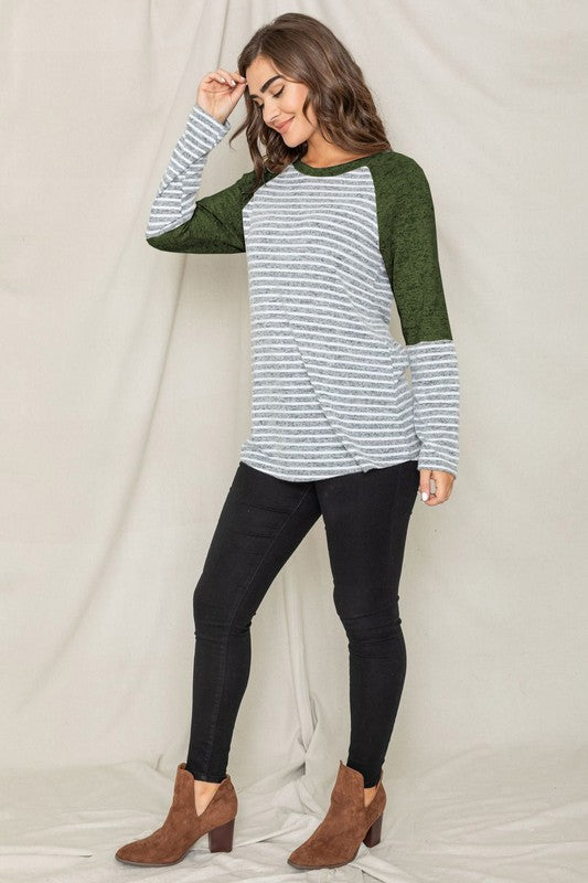 Stripe Solid Color Block Tunic