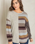 Plus Size Stripe Contrast Color Block Tunic