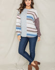 Plus Size Stripe Contrast Color Block Tunic