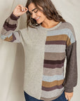 Plus Size Stripe Contrast Color Block Tunic