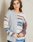 Plus Size Stripe Contrast Color Block Tunic