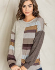 Plus Size Stripe Contrast Color Block Tunic