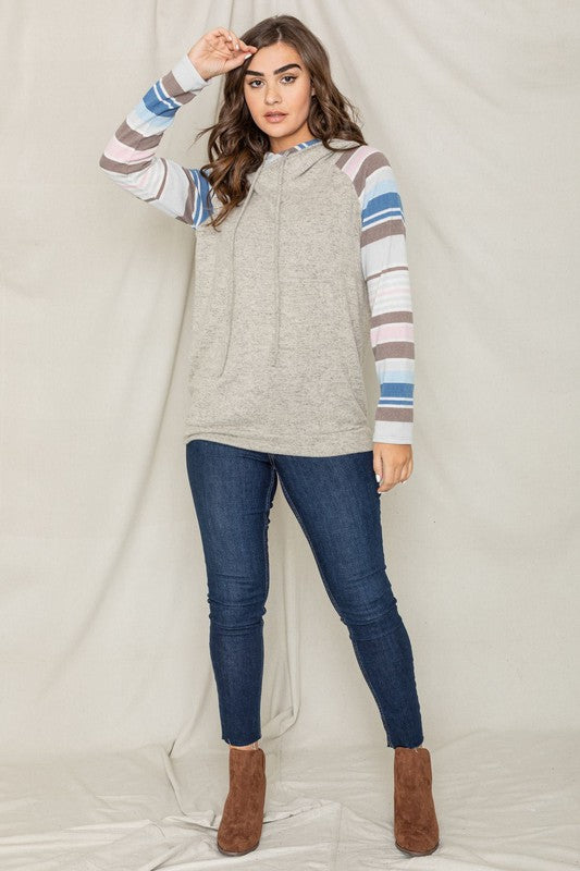 PLUS Stripe Sleeve Hoodie