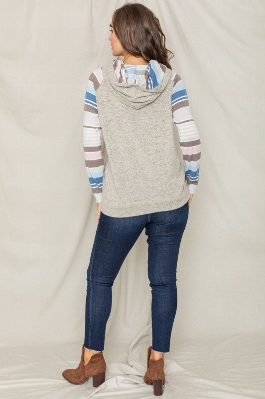 PLUS Stripe Sleeve Hoodie