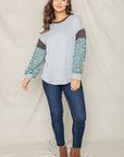 Floral Bishop Sleeve Color Block Tunic