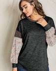 Floral Bishop Sleeve Color Block Tunic