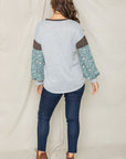 Floral Bishop Sleeve Color Block Tunic